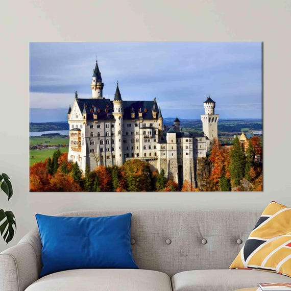 City Landscape Art Canvas Castle Gift Neuschwanstein Wall View 3d Boho Decor