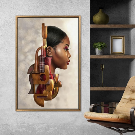 Office Decor Art Gift For The Home Music Room Wall Violin Abstract Canvas Musician Woman