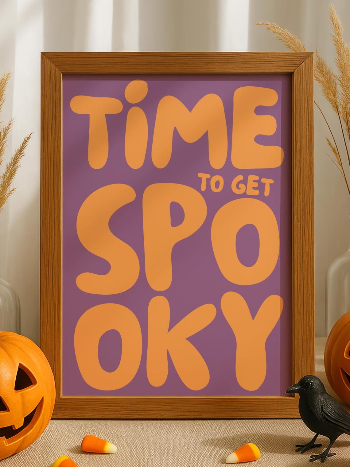 Time to Get Spooky Purple Orange Halloween Typography Poster