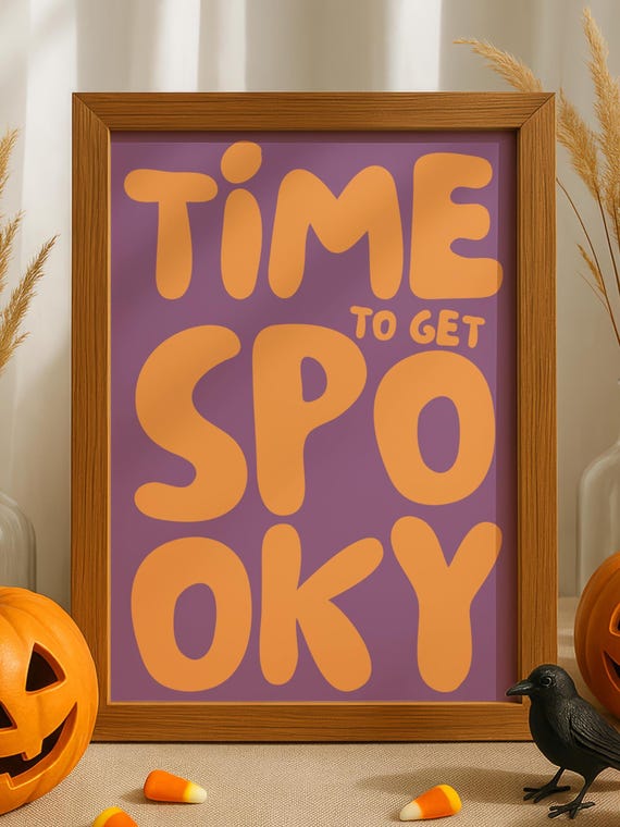 Spooky Season Halloween Print Retro Typography Bold Orange Purple