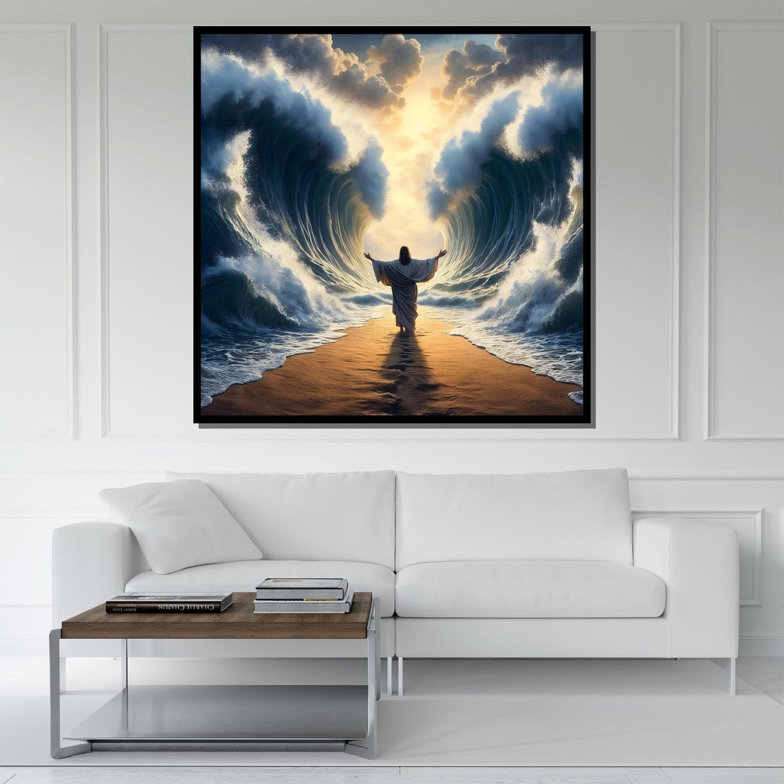 Moses Parting Red Sea Towering Waves Biblical Miracle Art Wall Poster - Image 5