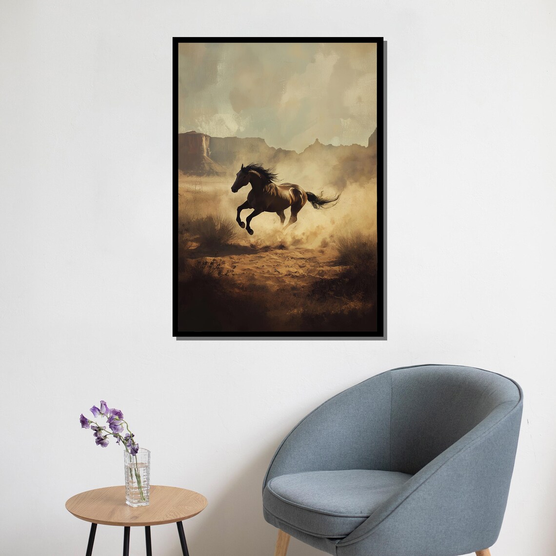 Wild Horse Galloping Dusty Desert Mesas Western Rustic Nature Poster - Image 5