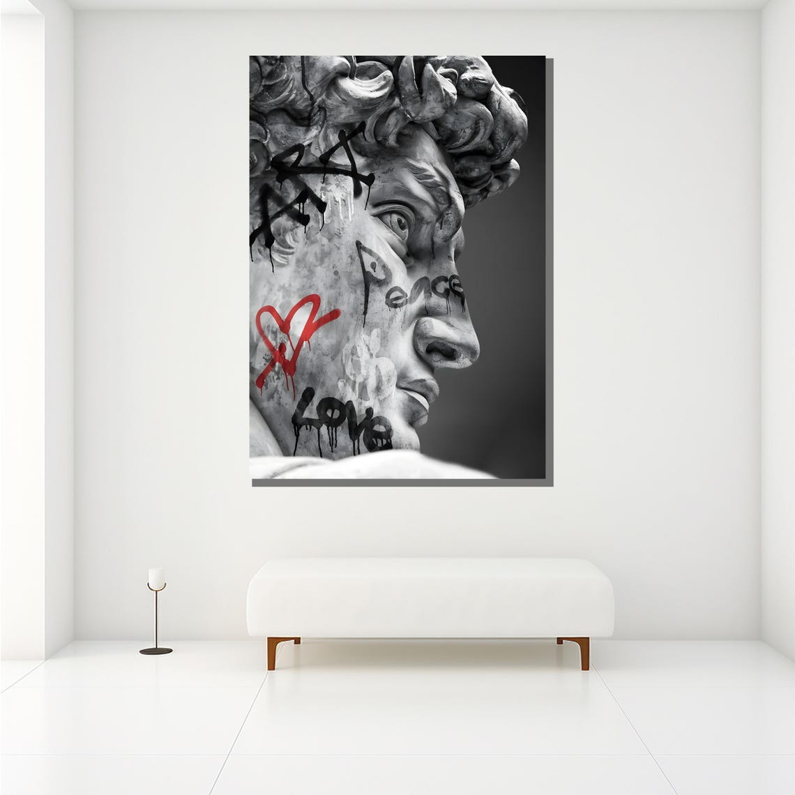 David Graffiti Pop Art Modern Wall Art With Bold Black And White Design For Home Decor Or Gift - Image 2