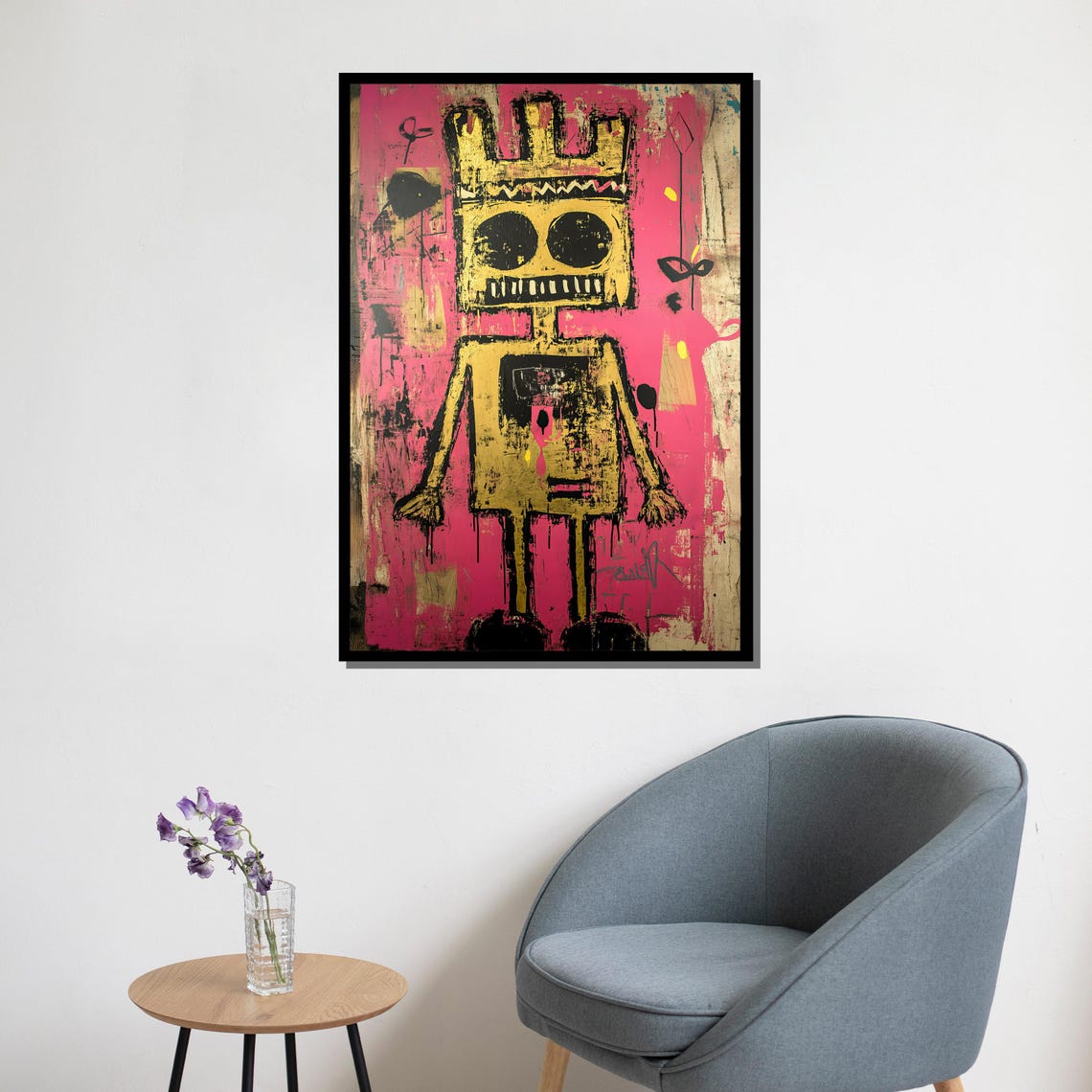 Abstract Robot Pop Art Bold Pink And Gold Modern Wall Art For Home Decor Or Gift - Image 5