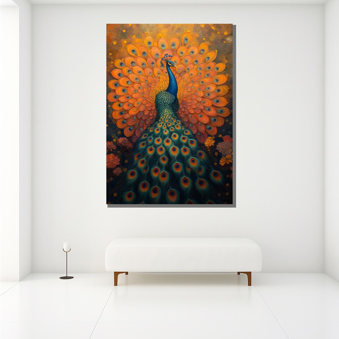 Peacock Feather Art Print, Elegant Wildlife Decor - Image 2