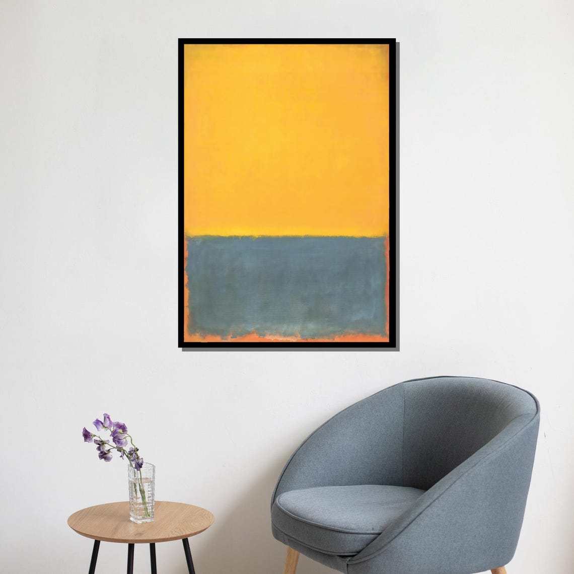 Mark Rothko Style Golden Yellow Over Blue Gray Color Field Poster - Image 5