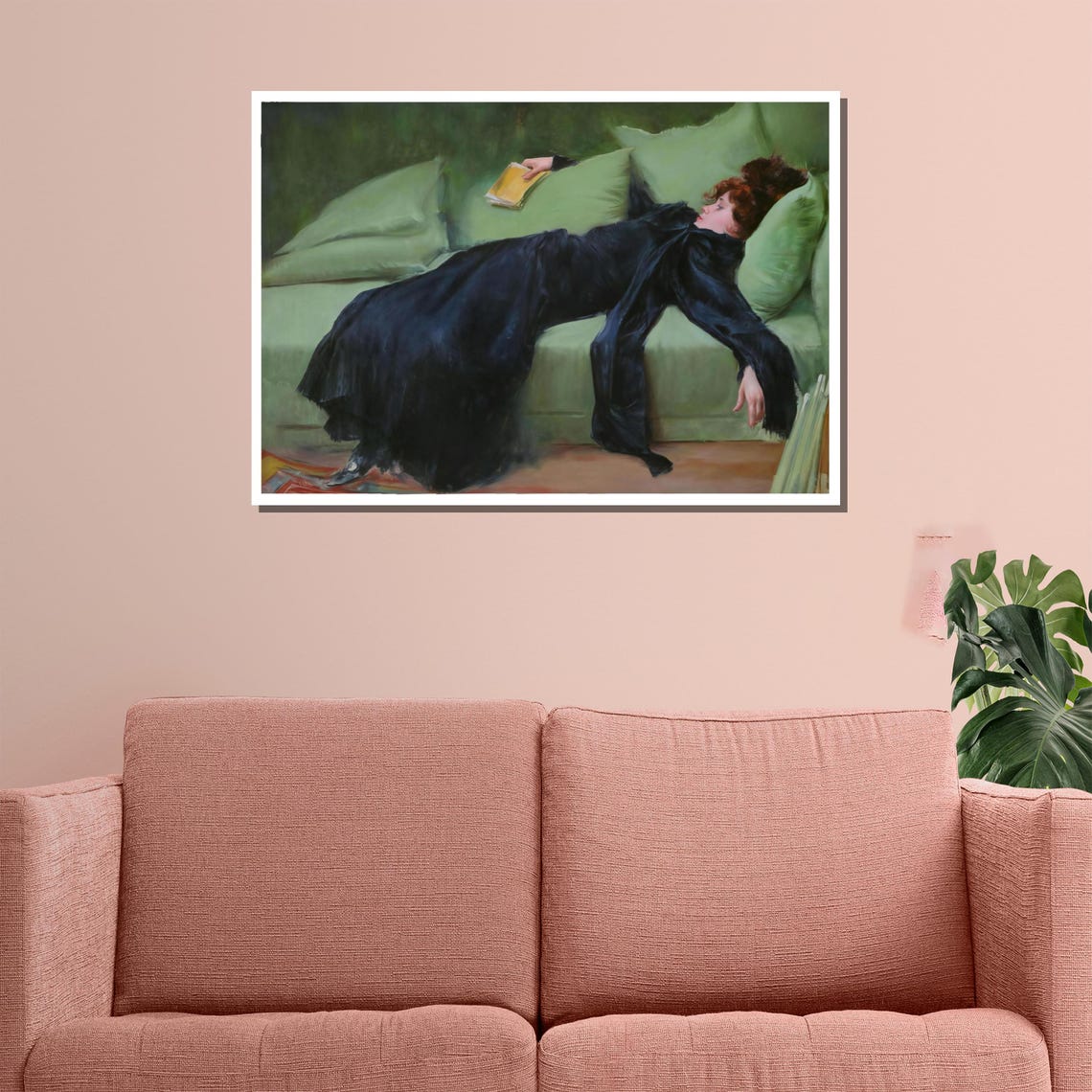 Ramon Casas Decadent Young Woman Reading On Green Sofa Poster - Image 3