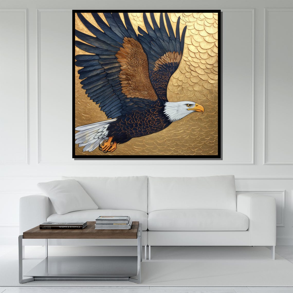 Bald Eagle Golden Soaring Majestic Flying Bird Of Prey Wall Art - Image 5
