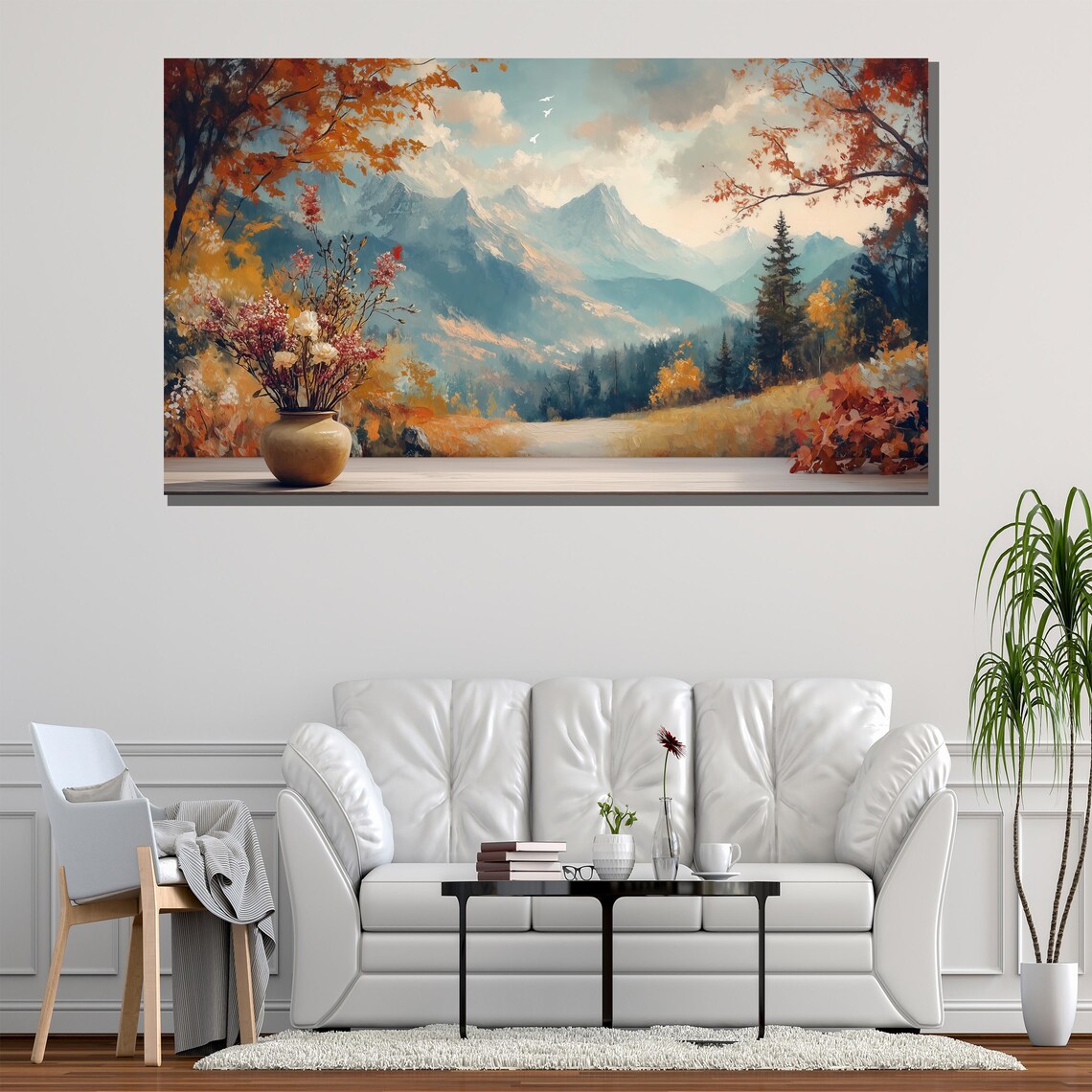 Vase Autumn Flowers Mountain Meadow Fall Colors Still Life Poster - Image 2