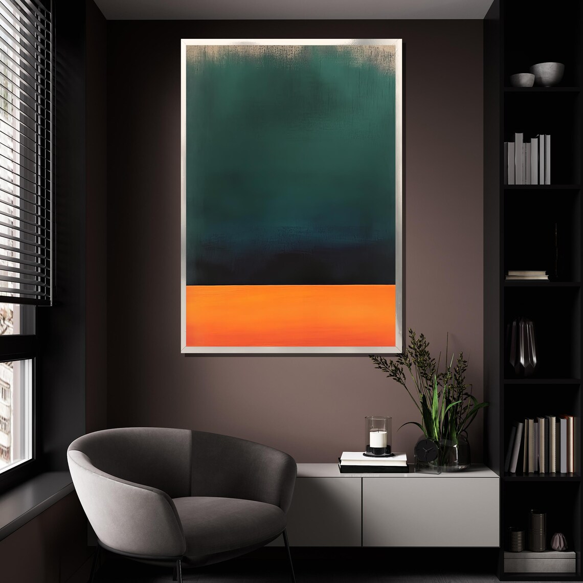 Rothko-Inspired Green and Orange Abstract Art Print - Image 4