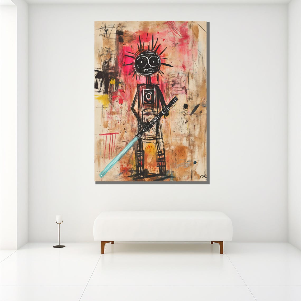 Abstract Warrior Painting Bold Graffiti Inspired Wall Art Modern Colorful Artwork Unique Home Decor Gift - Image 2