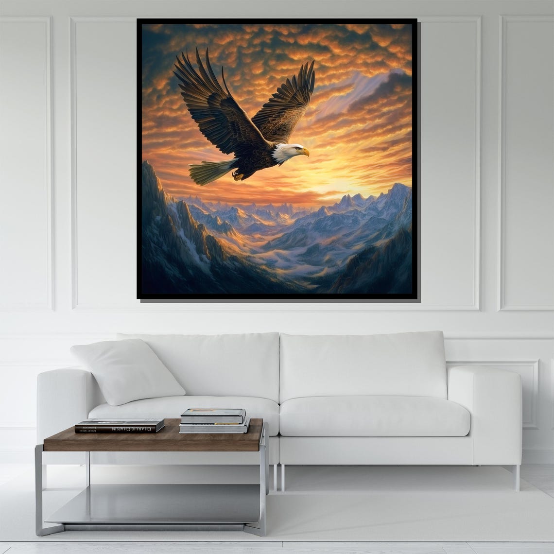 Bald Eagle Soaring Sunset Mountains Majestic Bird Art Poster - Image 5