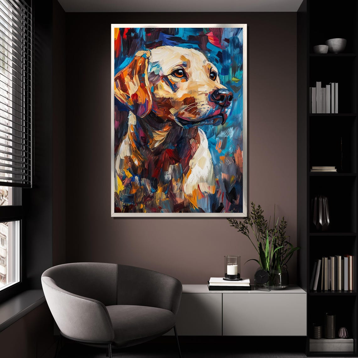 Labrador Retriever Colorful Brushstroke Dog Portrait Blue Art Poster - Image 4