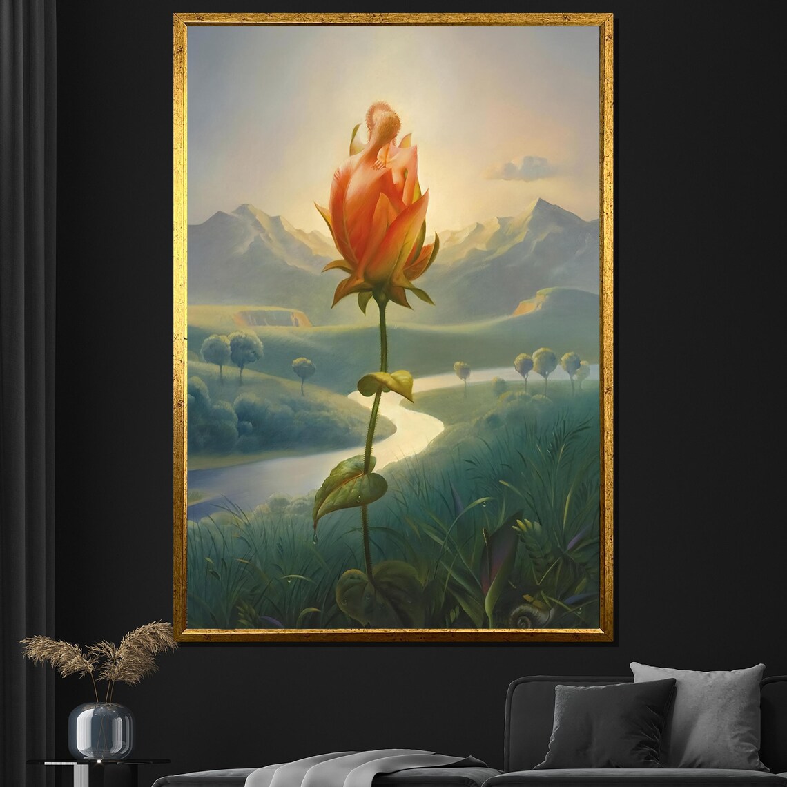 Morteza Katouzian The Last Rose Giant Bloom Valley Surreal Art Poster