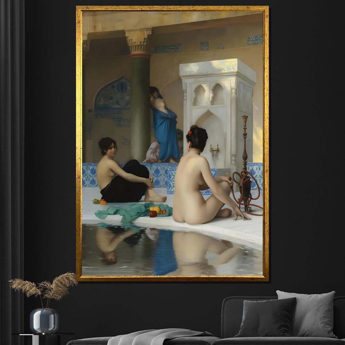 Jean Leon Gerome The Bath Marble Pool Hookah Moorish Women Poster