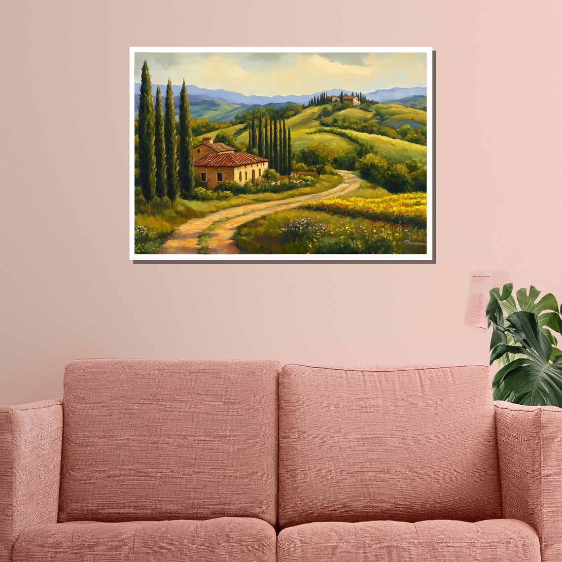 Tuscan Countryside Cypress Trees Villa Rolling Green Hills Poster - Image 3