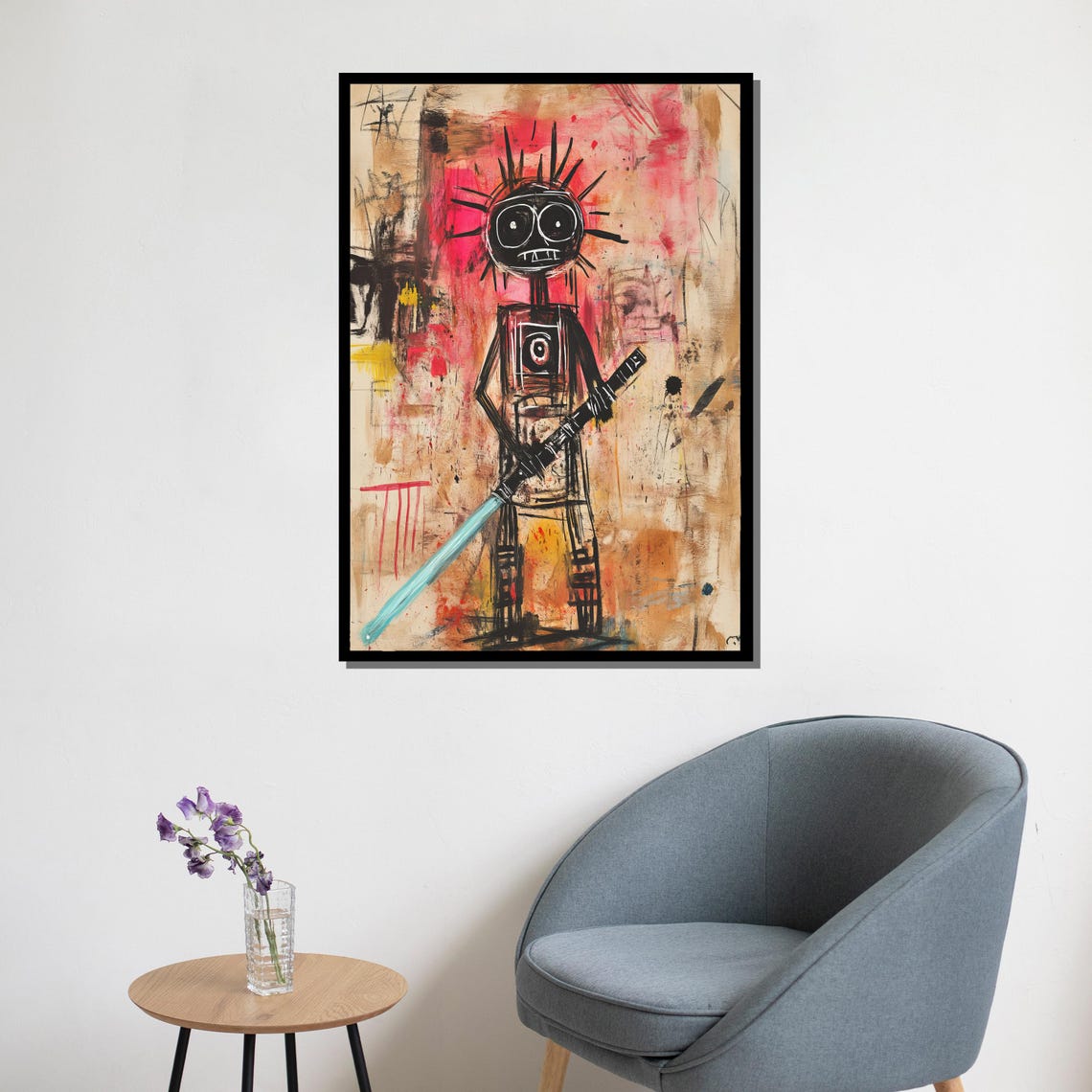 Abstract Warrior Painting Bold Graffiti Inspired Wall Art Modern Colorful Artwork Unique Home Decor Gift - Image 5