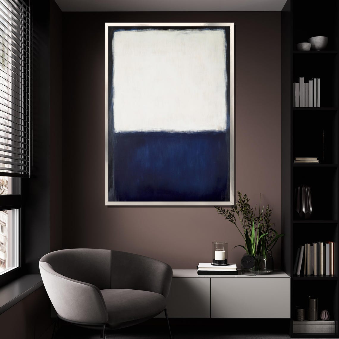 Mark Rothko White Deep Blue Crisp Color Field Abstract Print - Image 4