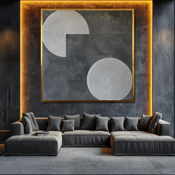 Minimalist Gray Abstract Painting Modern Wall Art Unique Gift For Living Room Bold Home Decor Statement Piece
