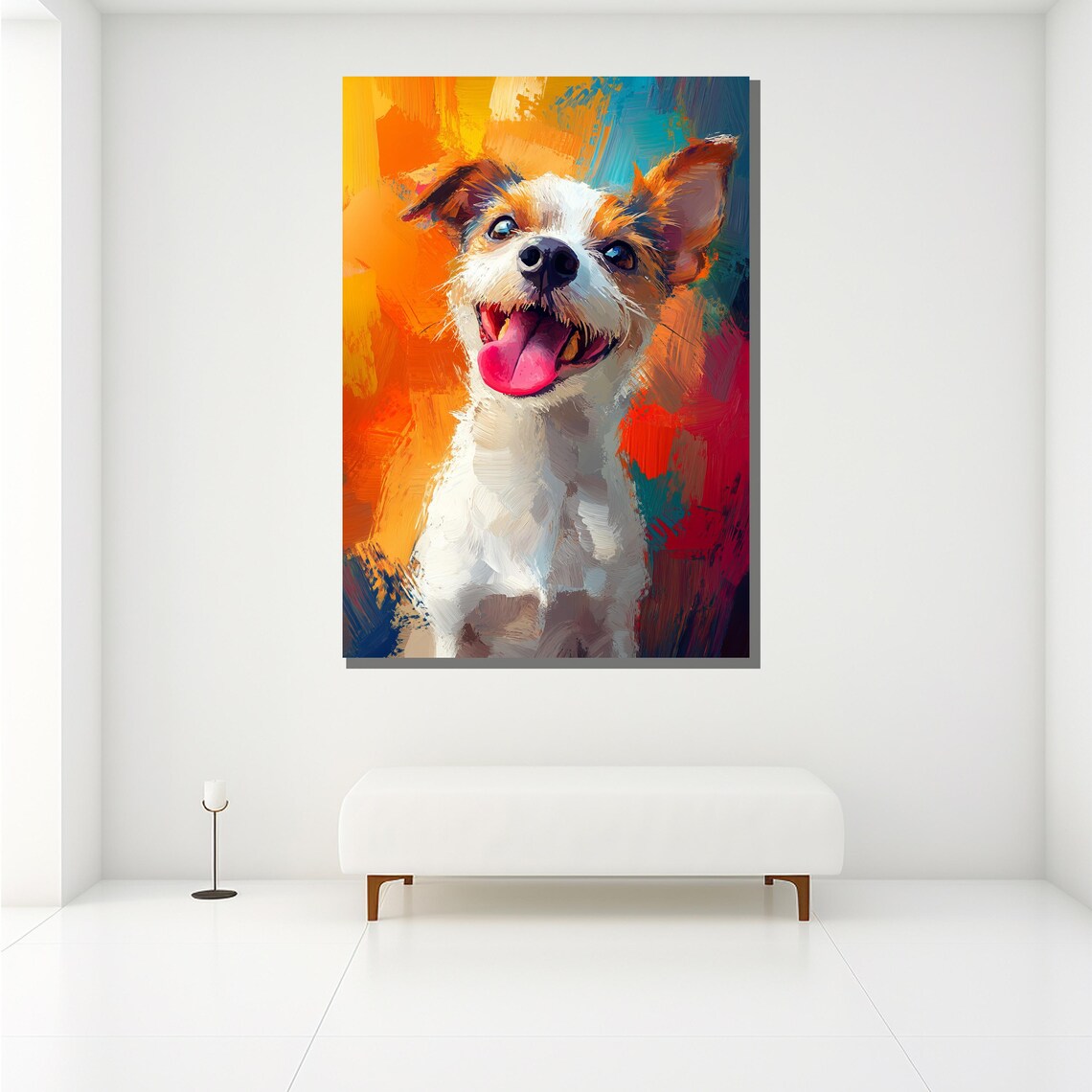 Happy Terrier Dog Colorful Brushstroke Tongue Out Pet Art Poster - Image 2