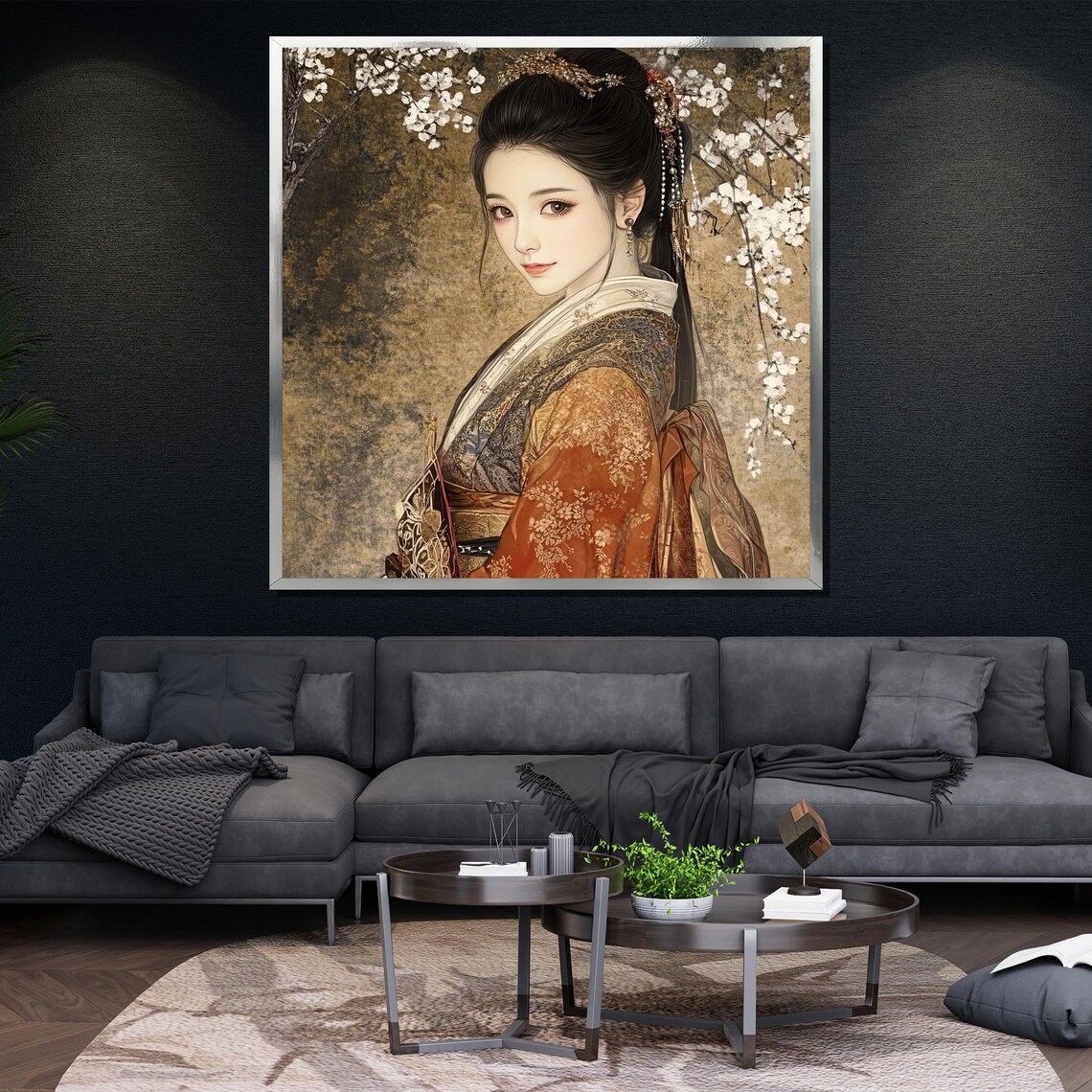 Chinese Woman In Hanfu With Cherry Blossoms Elegant Art Poster - Image 4