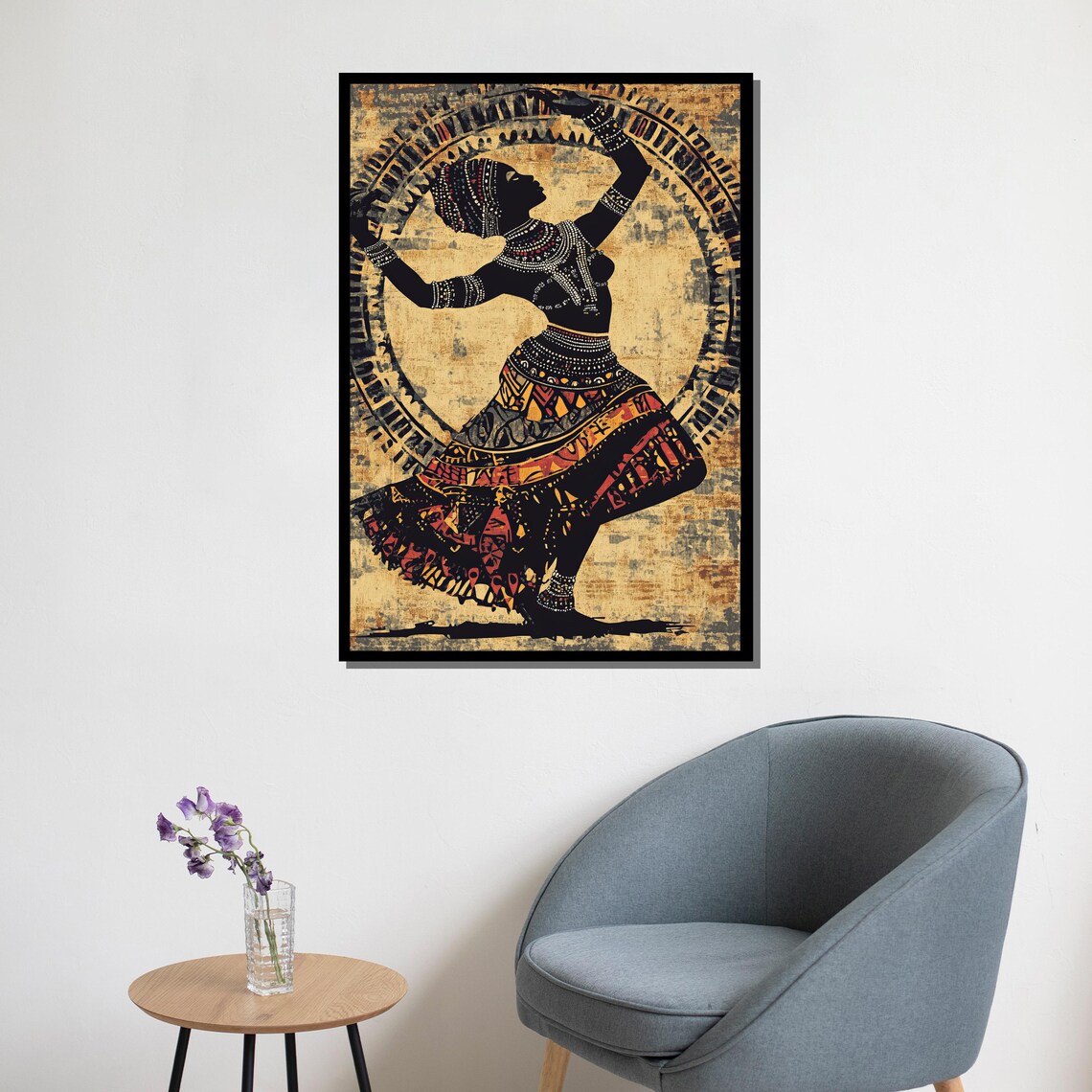 African Tribal Dancer Silhouette With Beaded Jewelry Art Poster - Image 5