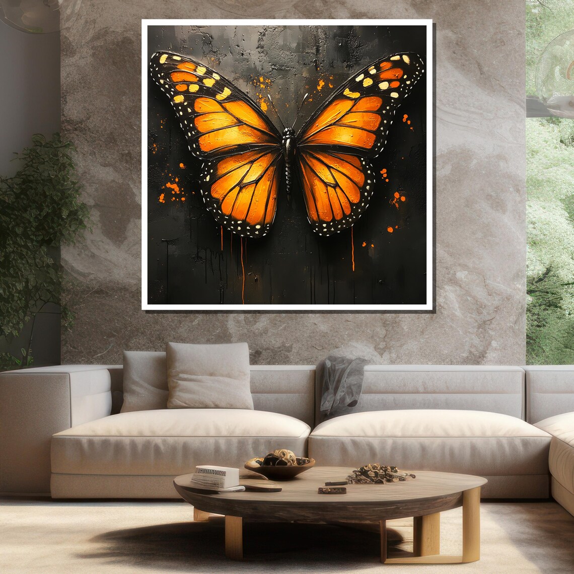 Monarch Butterfly Orange Dark Bold Insect Wings Detail Wall Art - Image 3