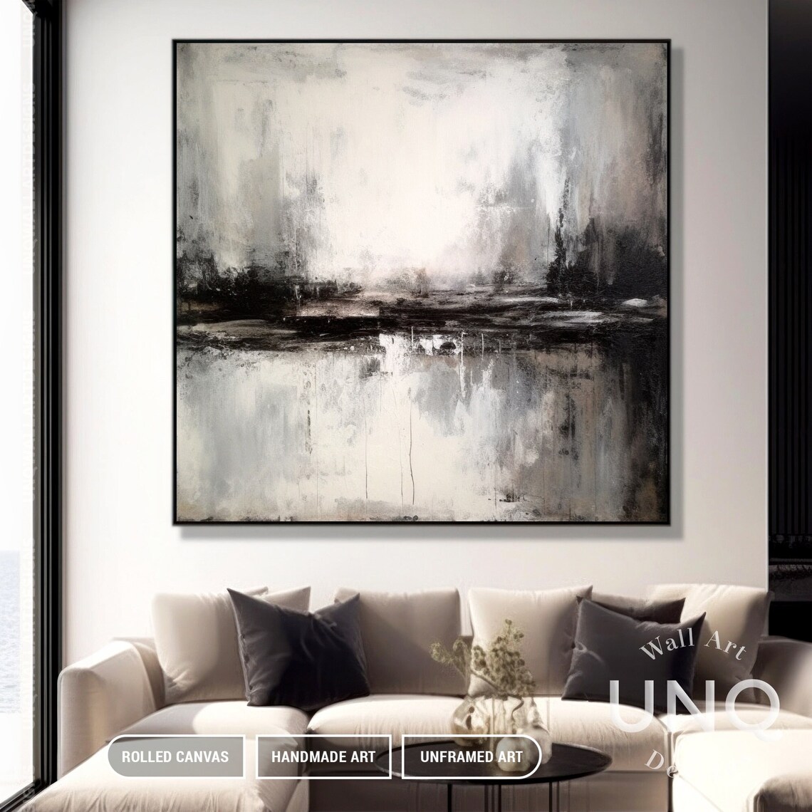 Abstract Landscape Art Print, Brown Grey Minimalist - Image 6
