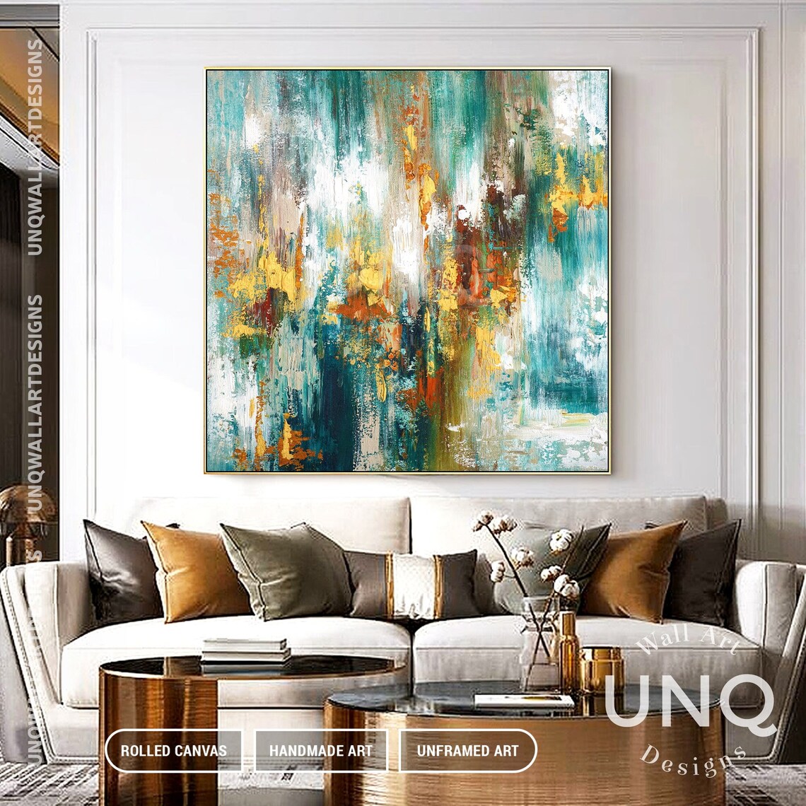 Abstract Minimalist Blue Texture, Oil Painting Art Print - Image 2