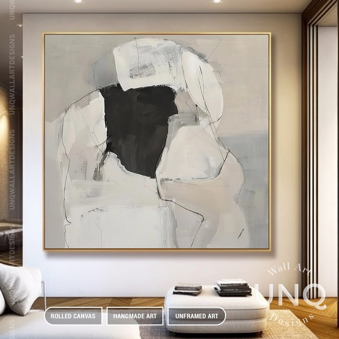 Black White And Grey Minimalist Modern Abstract Figure Art Poster - Image 3