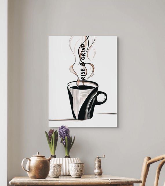 Rise Grind Coffee Kitchen Decor Art Print