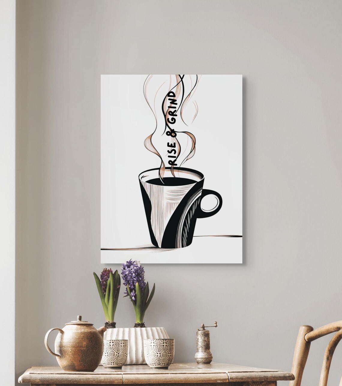 Rise Grind Coffee Kitchen Decor Art Print