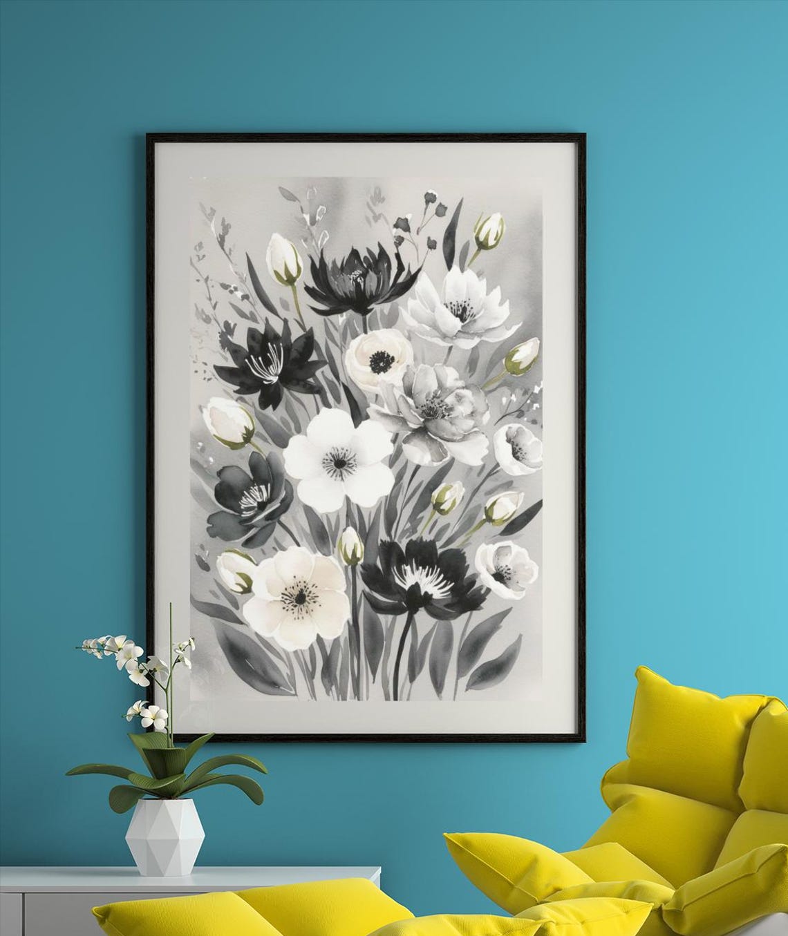 Floral Design, Neutral Colors Art Print