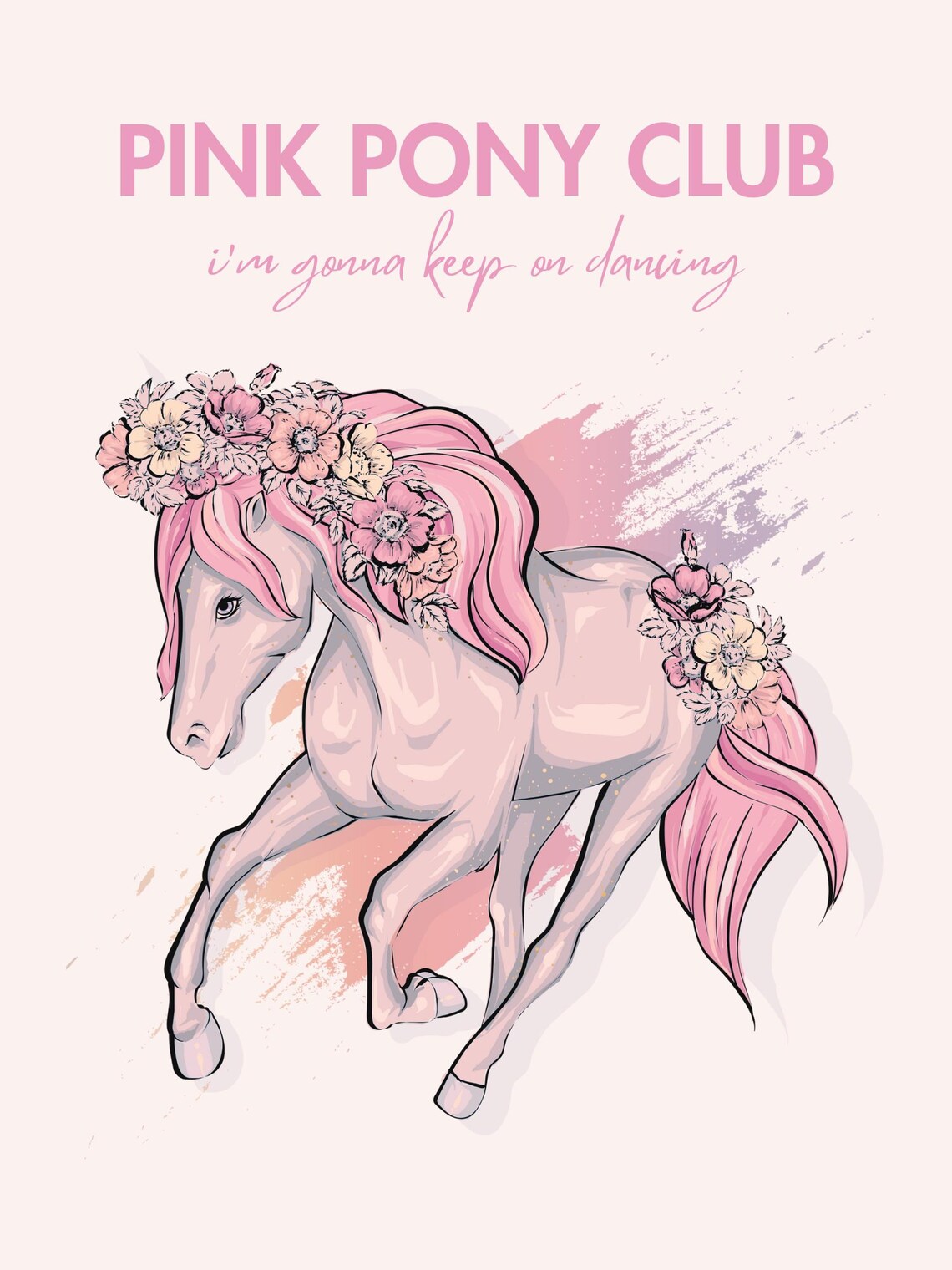 Pink Pony Club Lyric Pony Floral Pink Aesthetic Music Wall Poster - Image 3