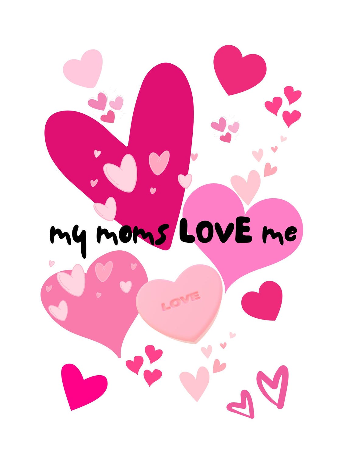 My Moms Love Me Pink Hearts Nursery Kids Room Decor Wall Art - Image 2