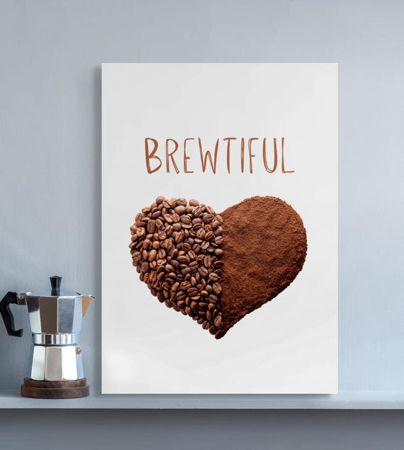 Brewtiful Coffee Decor, Kitchen Coffee Bar Art Print