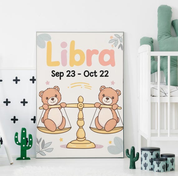 Zodiac Sign Libra Print For Nursery Or Toddlers Room Print Art Art
