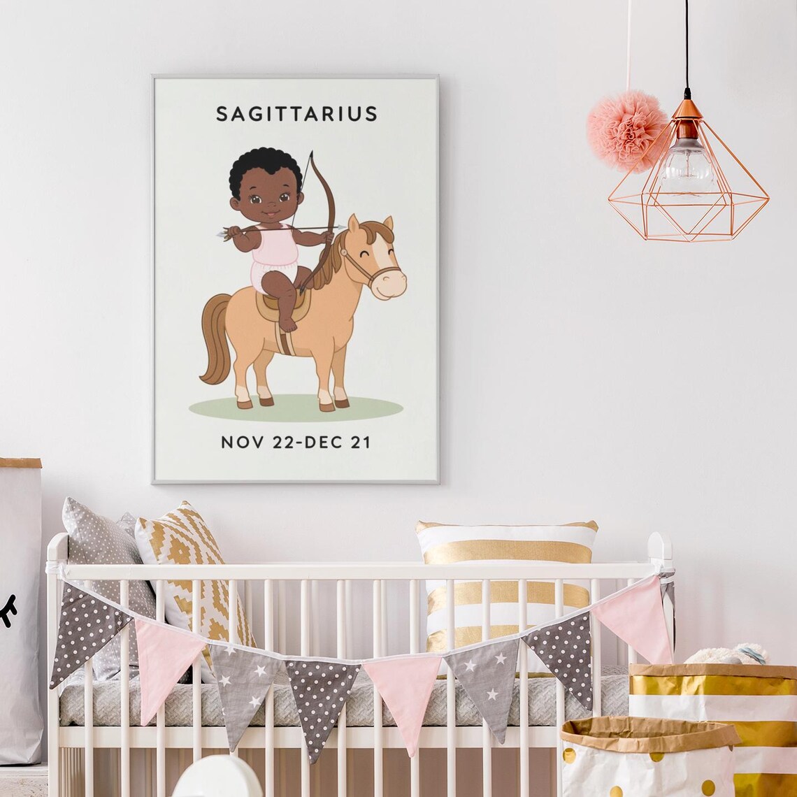 Sagittarius Zodiac Nursery Print Cute Girl Archer Horse Kids Room - Image 2