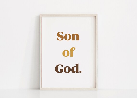 Son Of God Bold Brown Retro Typography Nursery Faith Kids Poster