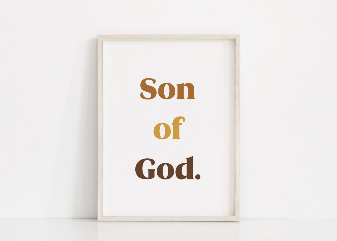 Son Of God Bold Brown Retro Typography Nursery Faith Kids Poster