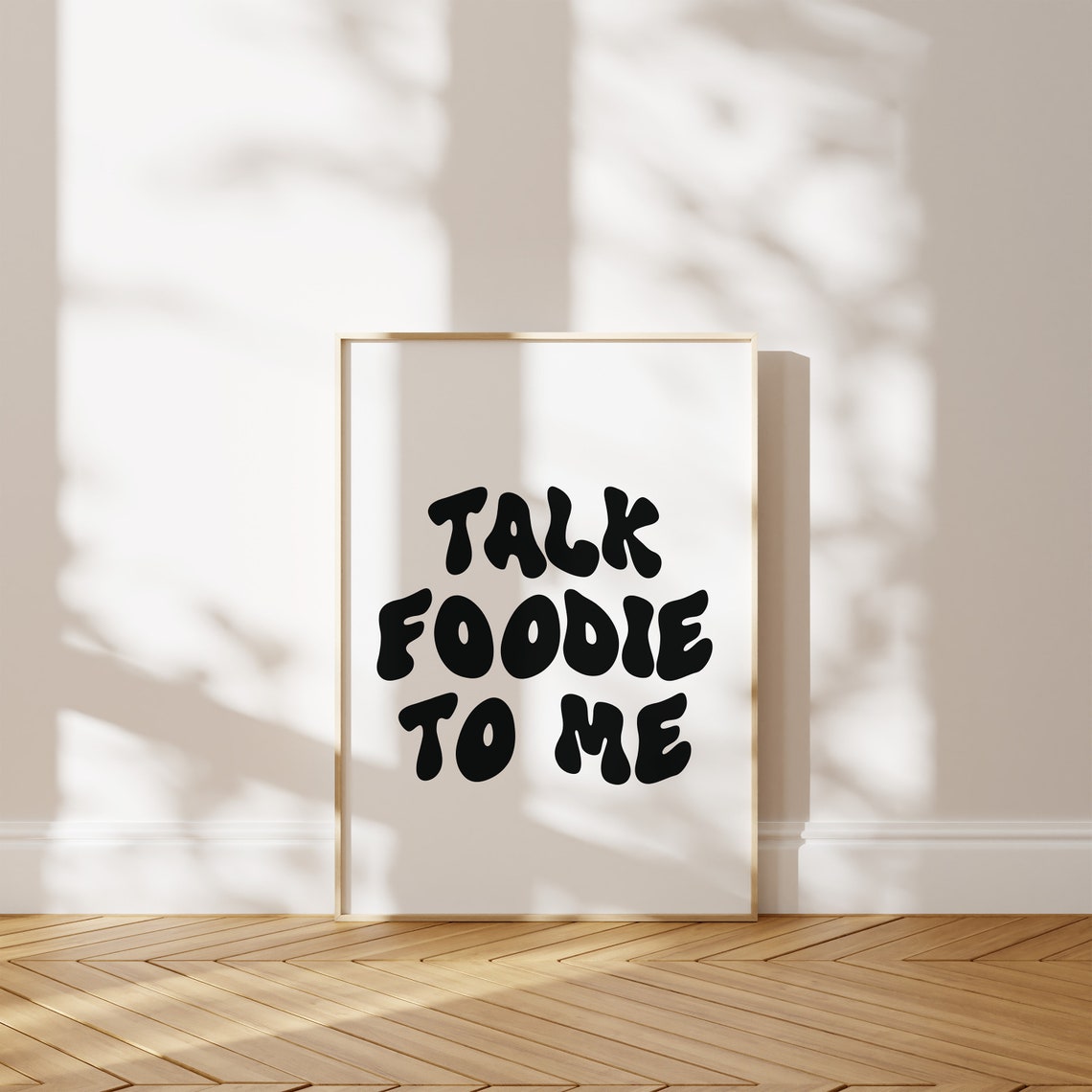 Talk Foodie To Me Black Groovy Bubble Letter Kitchen Quote Poster - Image 2