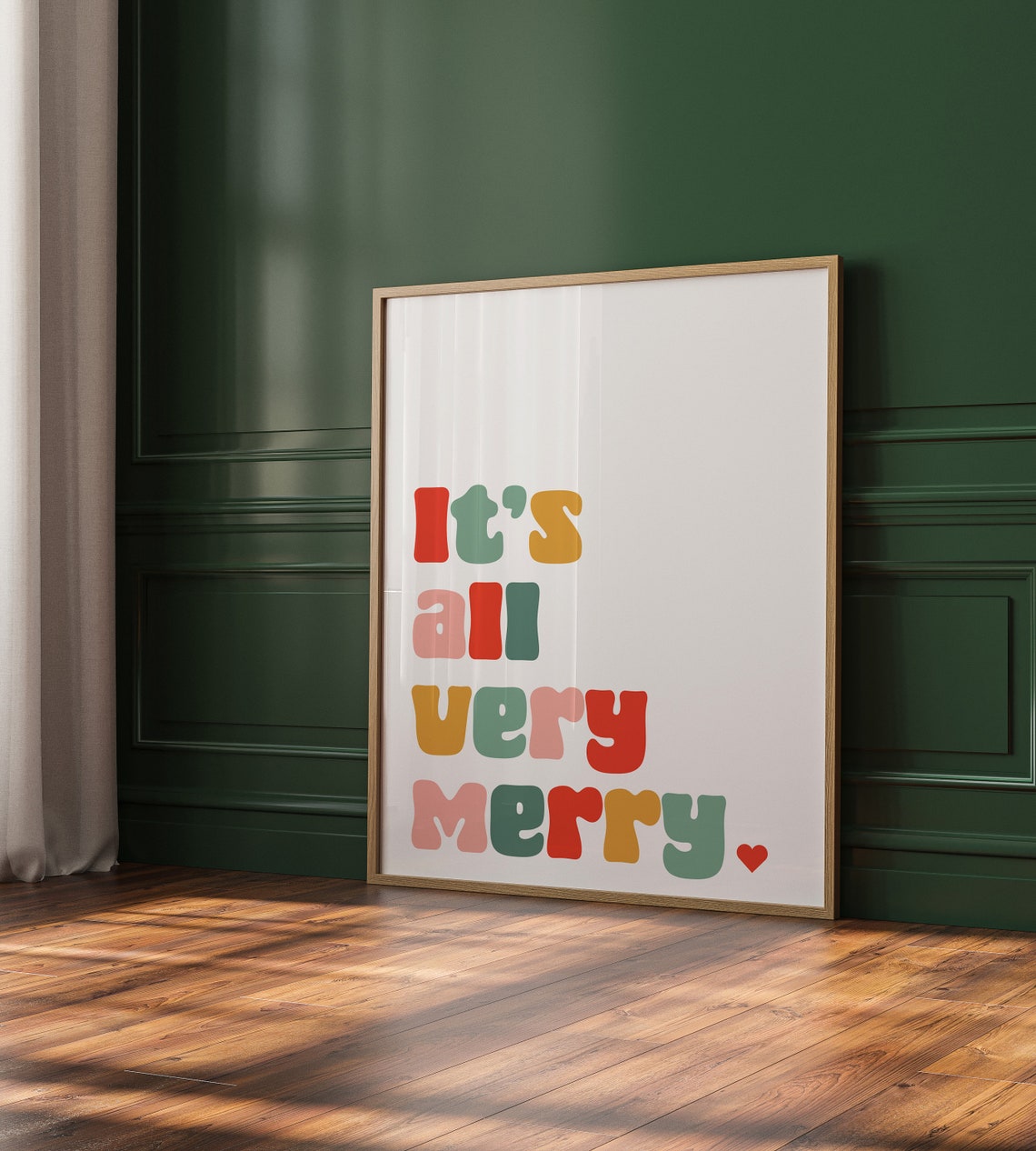 Its All Very Merry Retro Christmas Multicolor Holiday Quote Poster - Image 2
