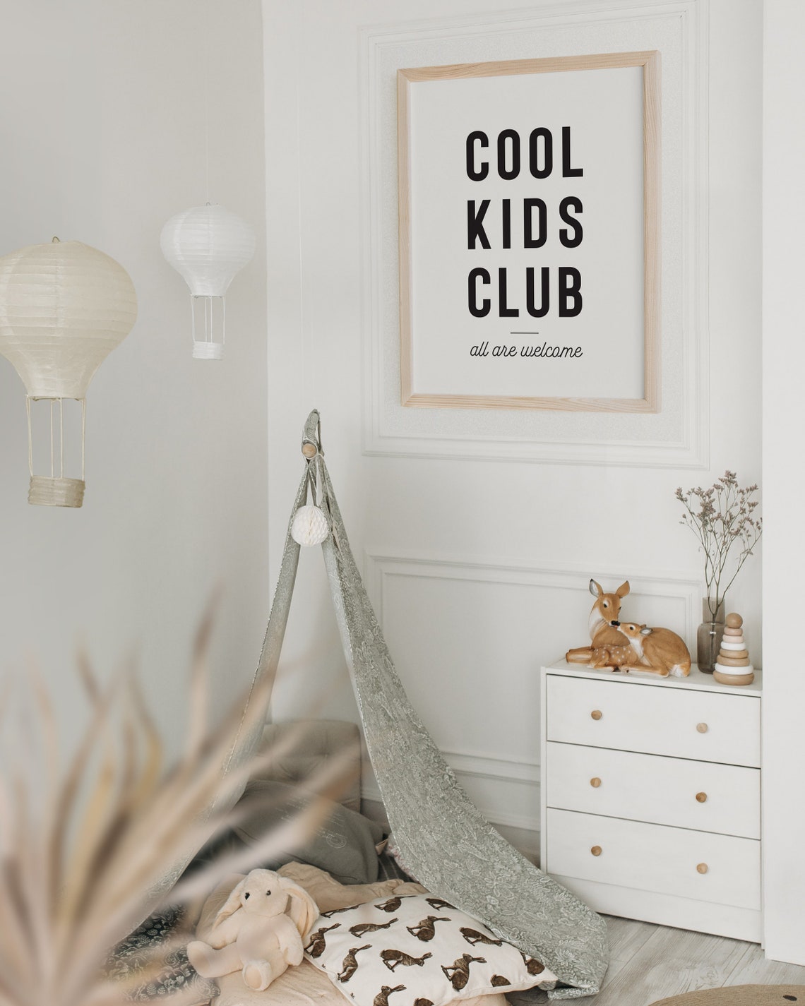 Cool Kids Club All Are Welcome Black White Hanging Quote Poster - Image 2