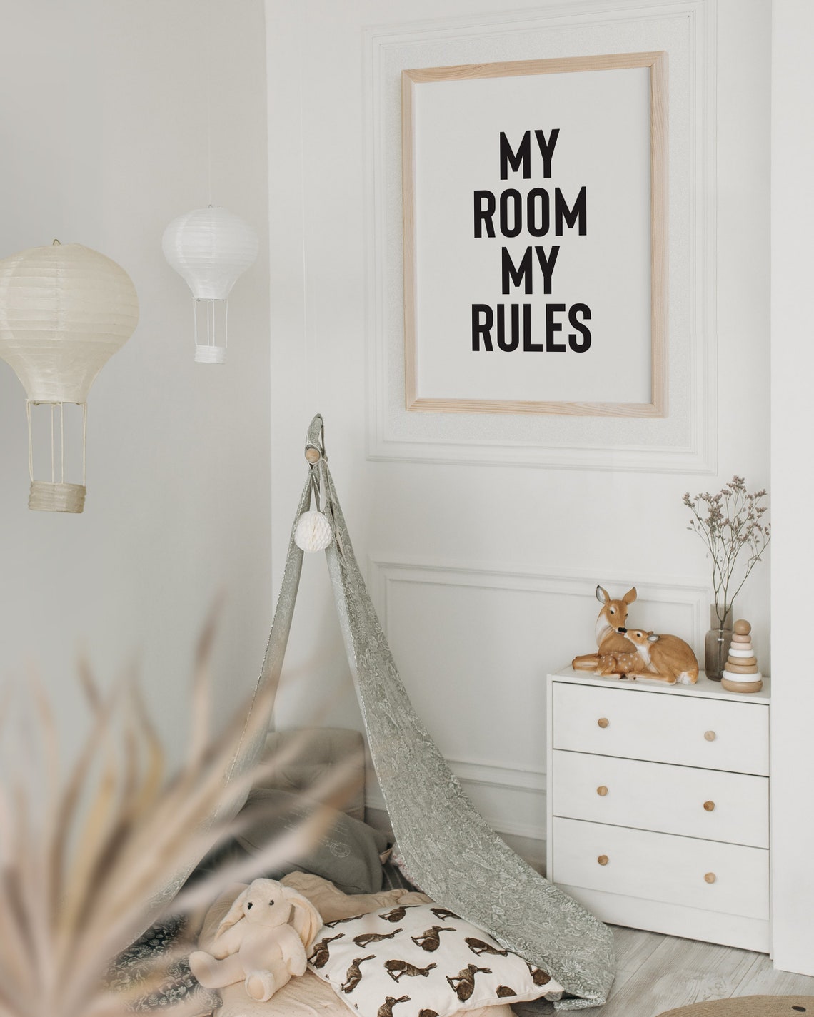 My Room My Rules Funny Black And White Kids Bedroom Decor Poster - Image 2