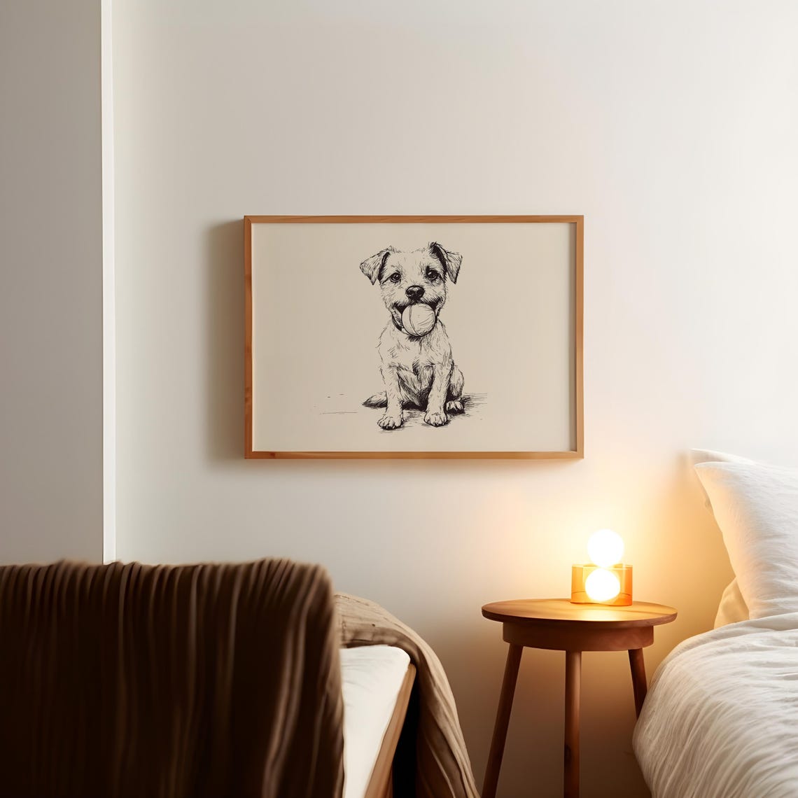 Jack Russell Terrier Sitting With Ball Ink Sketch Puppy Poster - Image 2