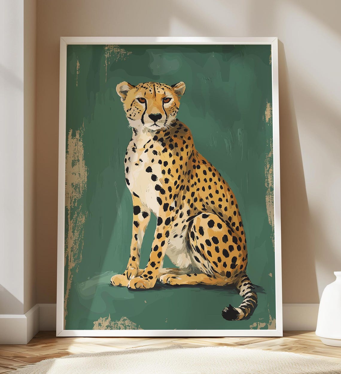 Wild Cheetah Wall Art Trendy Poster Leopard Print Decor Retro Vintage Drawing Animal - Image 3