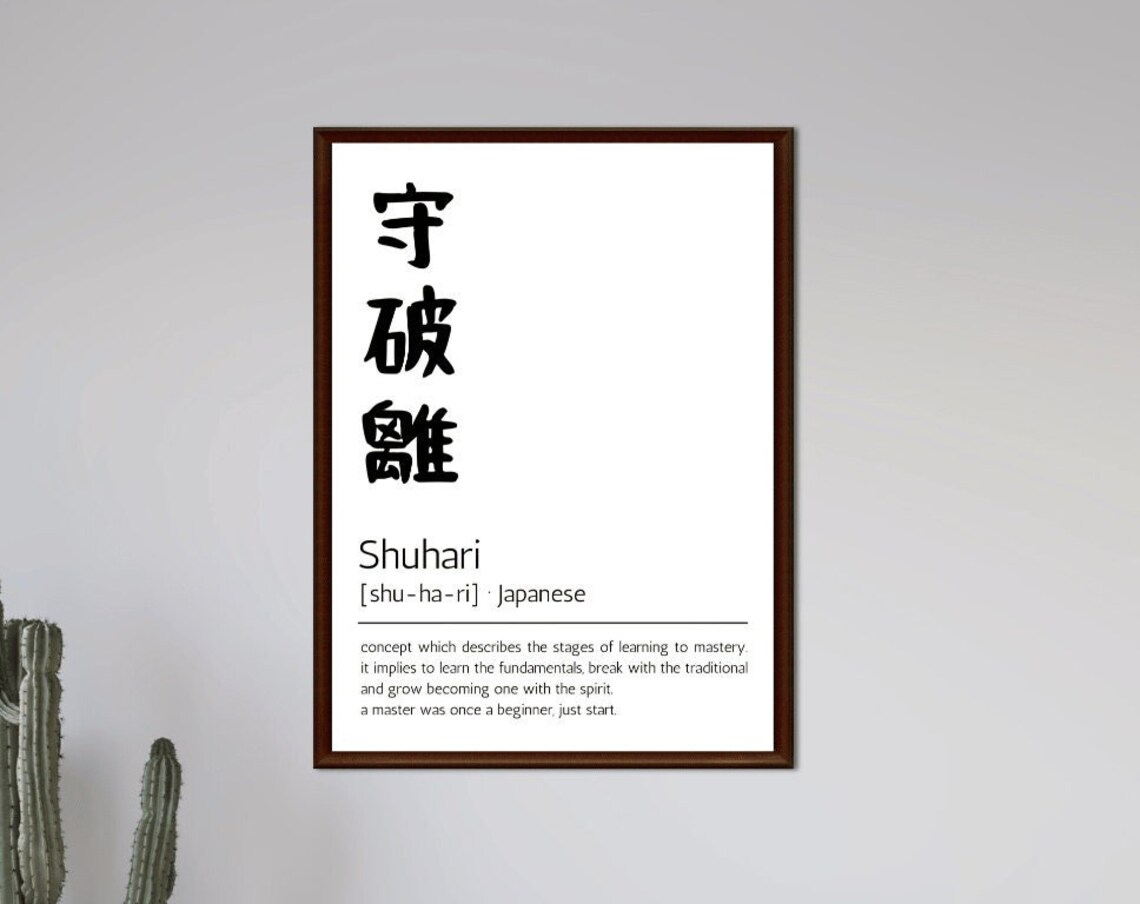 Shuhari Brush Kanji Japanese Definition Calligraphy Motivational Poster