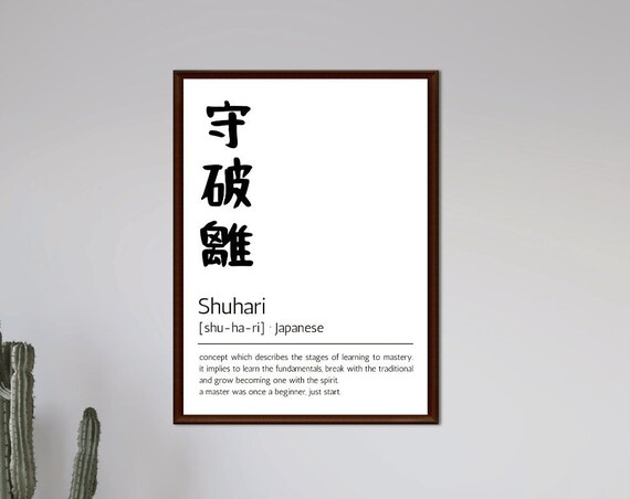 Shuhari Brush Kanji Japanese Definition Calligraphy Motivational Poster