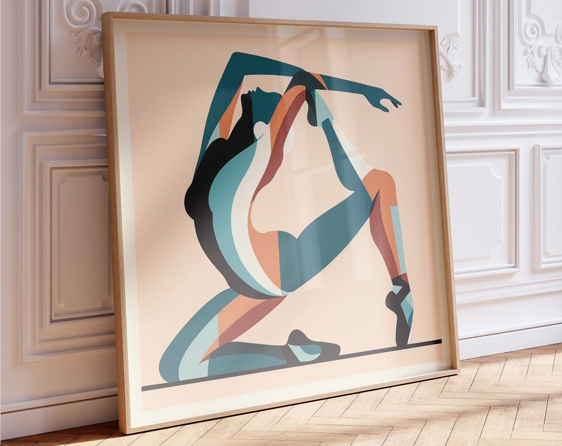 Abstract Dancer Stretching Geometric Modern Dance Studio Poster - Image 2