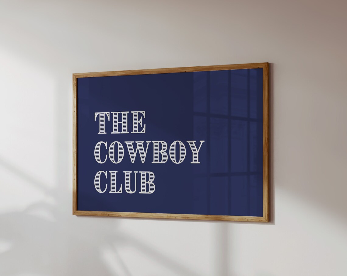 The Cowboy Club Deep Navy Western Typography Home Decor Poster - Image 2